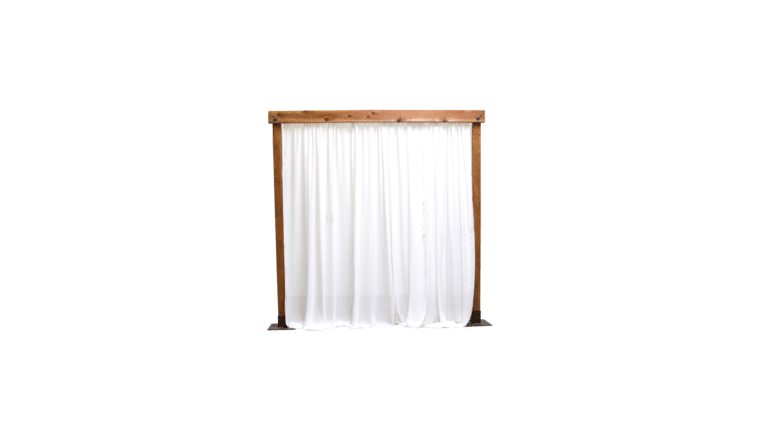 Rustic Privacy Wall With Drape Kit 8×8 | Rental