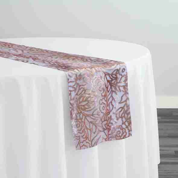 Fiori Leaf Sequins Table Runner in Blush | Rental