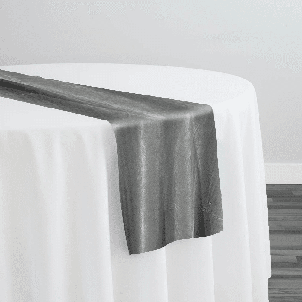 Luxury Plush Velvet Table Runner in Grey | Rental Luxury Plush Velvet Table Runner in Grey | Rental