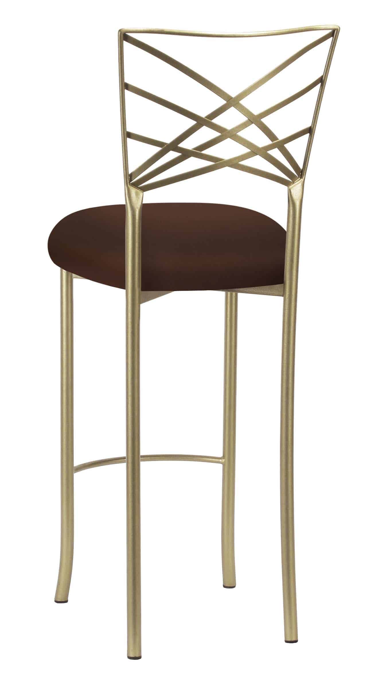 Gold Fanfare Barstool with Chocolate Stretch Knit Cushion – Chameleon Chair Collection | Rental