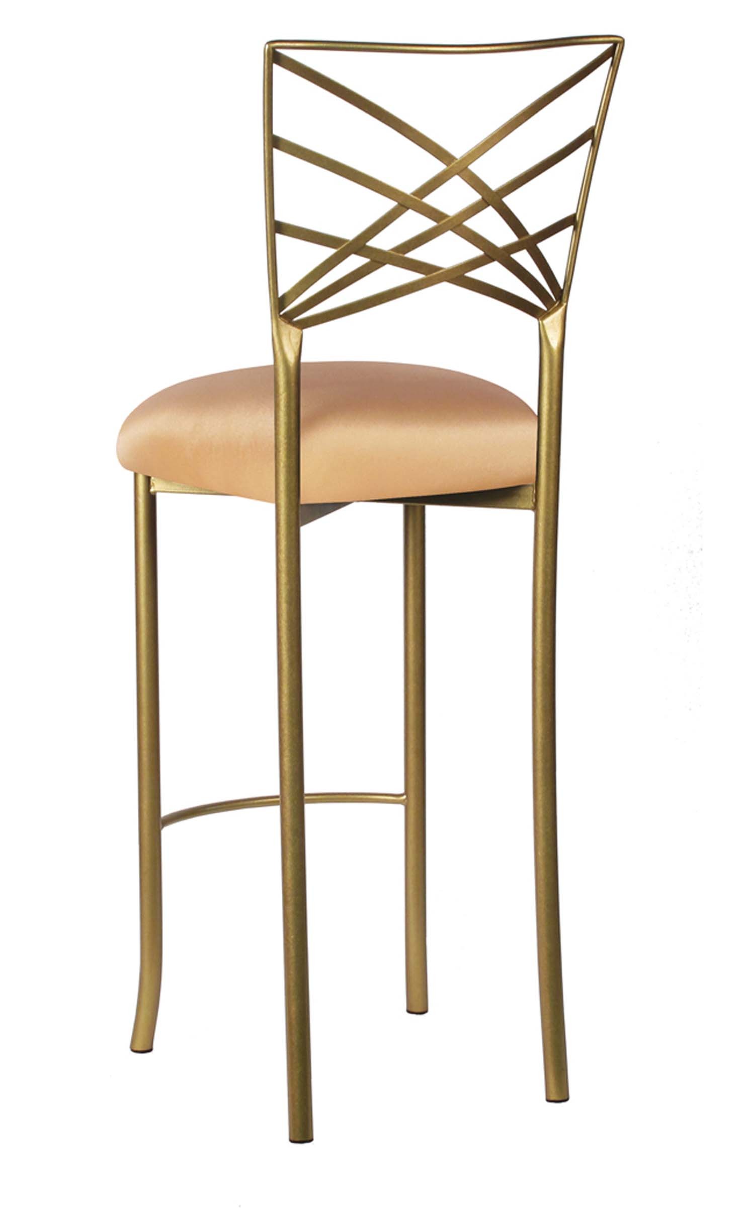 Gold Fanfare Barstool with Toffee Stretch Knit Cushion – Chameleon Chair Collection | Rental