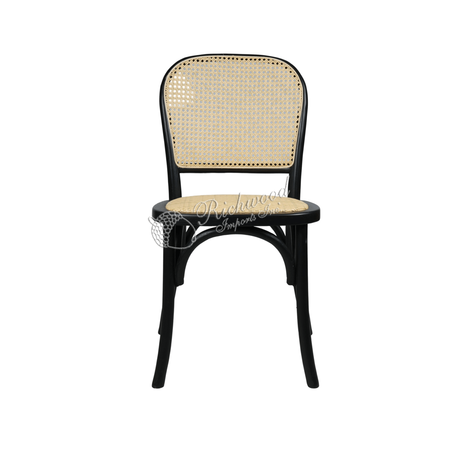 EMILY – Stackable w/Rattan Seat- Black | Rental