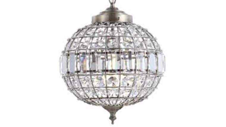 Georgina 16 in. 1-Light Antique Brass Crystal/Metal LED Chandelier Pendant Rental | Rental