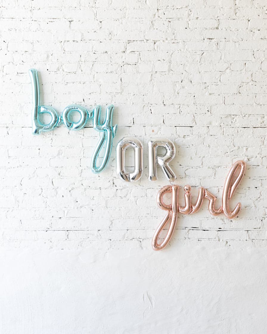 Gender Reveal – BOY OR GIRL Foil Scripts and Letters Set | Rental