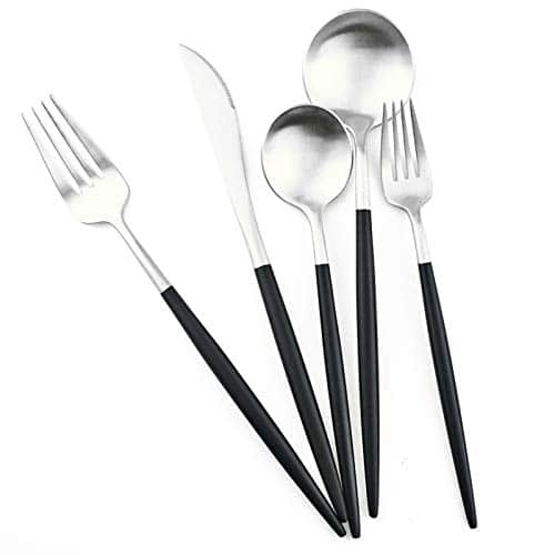 Gugrida Luxury Flatware, Royal 5 Piece Matte Black Handle 18/10 Stainless Steel Tableware Sets for 1 Including Forks Spoons Knives, Camping Silverware Travel Utensils Set Cutlery ( | Rental Gugrida Luxury Flatware, Royal 5 Piece Matte Black Handle 18/10 Stainless Steel Tableware Sets for 1 Including Forks Spoons Knives, Camping Silverware Travel Utensils Set Cutlery ( | Rental