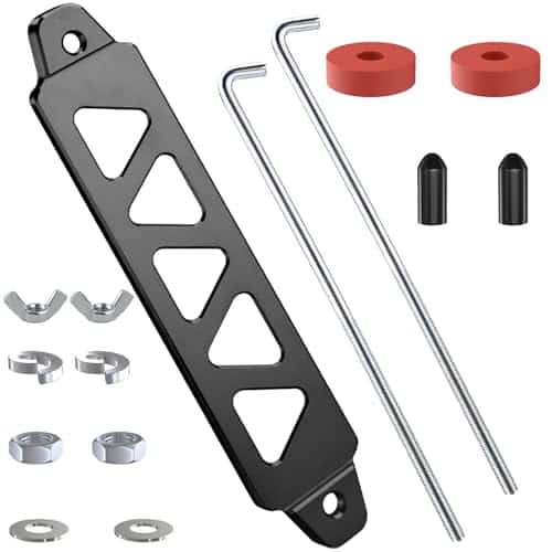 Battery Hold Down Kit, Aluminum Alloy Battery Tie Down Mount Bracket, Battery Hold Down Bracket with J Bolts, Universal 8.5″ Triangular Five-Hole Car Battery Holder Kit for Car, SU | Rental Battery Hold Down Kit, Aluminum Alloy Battery Tie Down Mount Bracket, Battery Hold Down Bracket with J Bolts, Universal 8.5″ Triangular Five-Hole Car Battery Holder Kit for Car, SU | Rental
