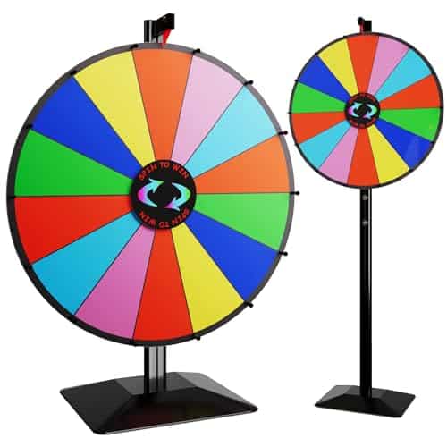 24 Inch Dual Use Spinning Prize Wheel 14 Slots Color Tabletop and Floor Roulette Wheel of Fortune, Spin The Wheel with Dry Erase Marker and Eraser Win The Fortune Spinner Game for | Rental 24 Inch Dual Use Spinning Prize Wheel 14 Slots Color Tabletop and Floor Roulette Wheel of Fortune, Spin The Wheel with Dry Erase Marker and Eraser Win The Fortune Spinner Game for | Rental