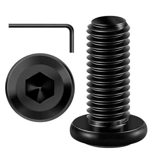 Mywish M8 x 20mm 20Pcs Flat Head Hex Socket Cap Screws Bolts, 304 Stainless Steel Furniture Bolts Full Thread, Black Oxide & Hex Spanner | Rental