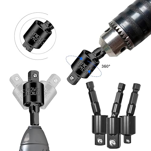 YENJO Flexible Drill Bit Extension Set, Include 1/2 3/8 1/4 inch Universal Socket Adapter & 105° Right Angle Drill 3pcs Drill Bit Holder & Universal Socket Grip & Screwdriver Bit K | Rental YENJO Flexible Drill Bit Extension Set, Include 1/2 3/8 1/4 inch Universal Socket Adapter & 105° Right Angle Drill 3pcs Drill Bit Holder & Universal Socket Grip & Screwdriver Bit K | Rental