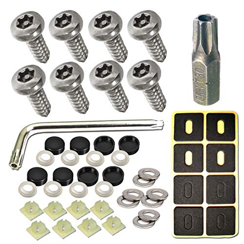 ZXFOOG Stainless Steel License Plate Screws- Rustproof Plate Screws for Fastening Front or Rear Plate Frame Holder Cover, License Plate Security Screw with Black Caps (Anti-Theft S | Rental ZXFOOG Stainless Steel License Plate Screws- Rustproof Plate Screws for Fastening Front or Rear Plate Frame Holder Cover, License Plate Security Screw with Black Caps (Anti-Theft S | Rental