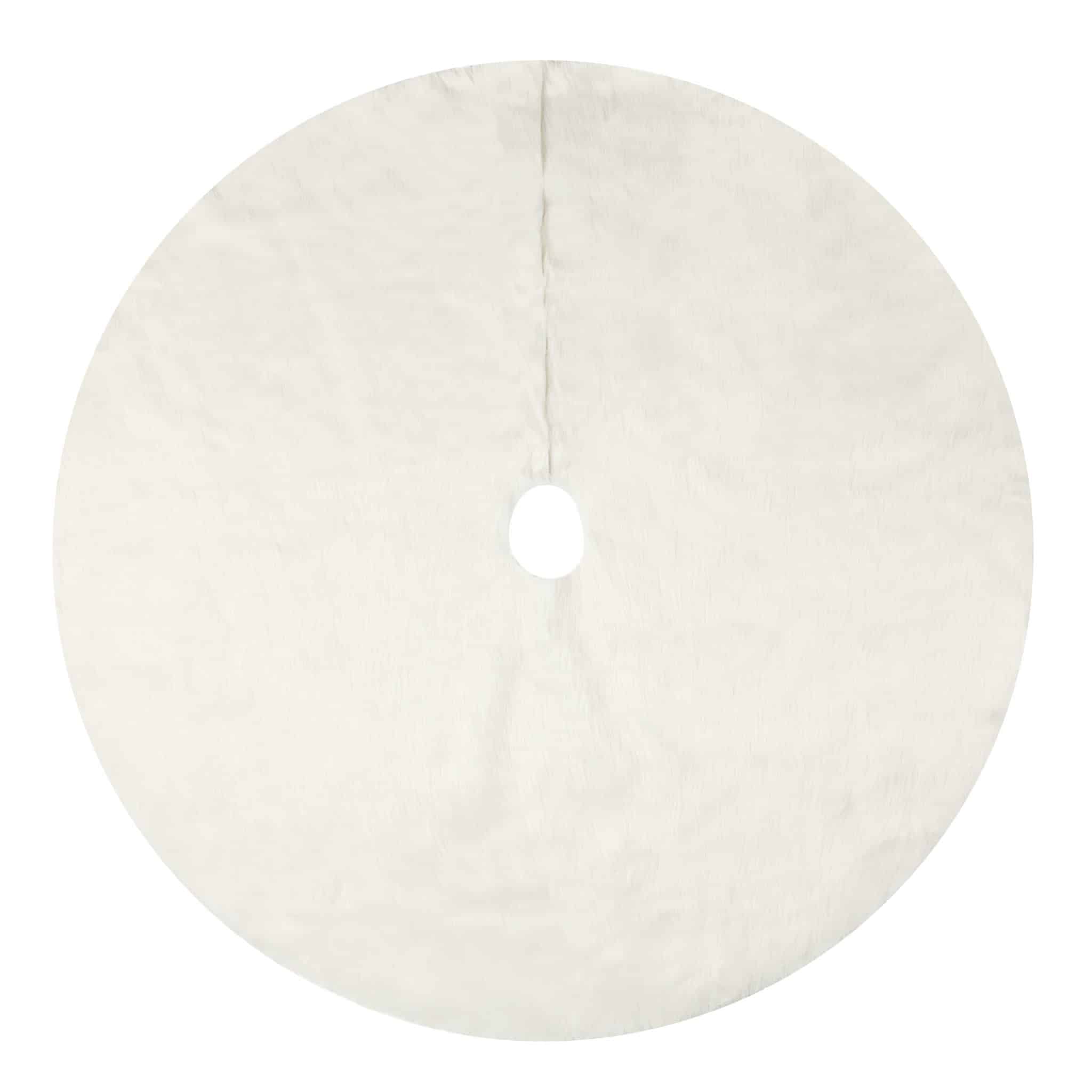 Faux Fur Tree Skirt 60″ Round – White | Rental