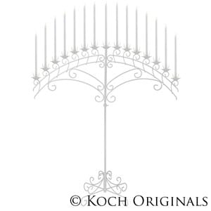 15-Light Fan Floor Candelabra – White | Rental