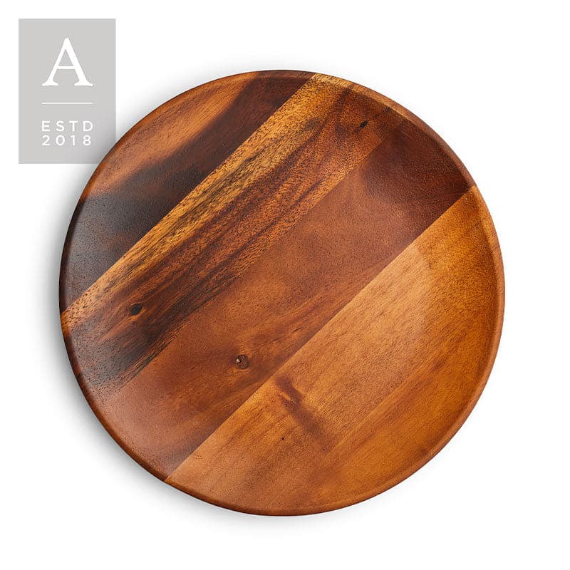 Arlo Coupe Acacia Wood Charger | Rental