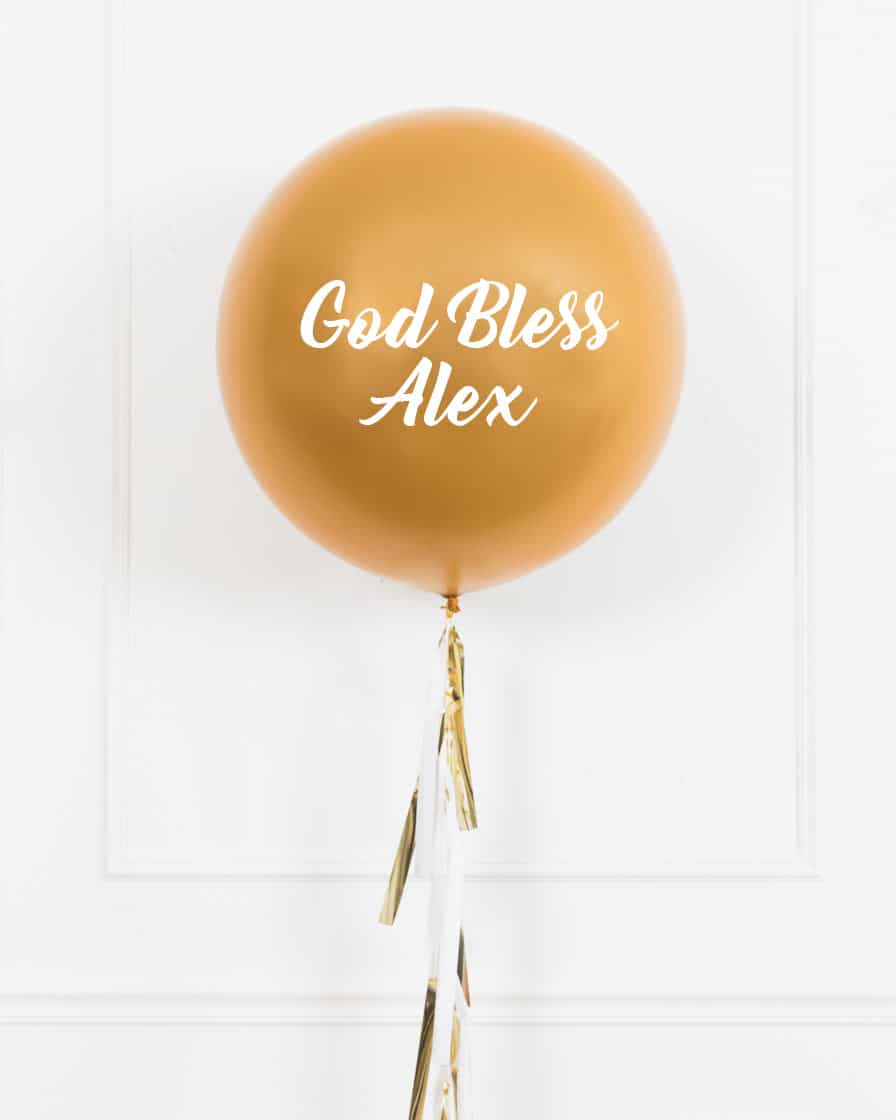 Baptism/Communion – Personalized GOD BLESS Giant Balloon with Tassel | Rental