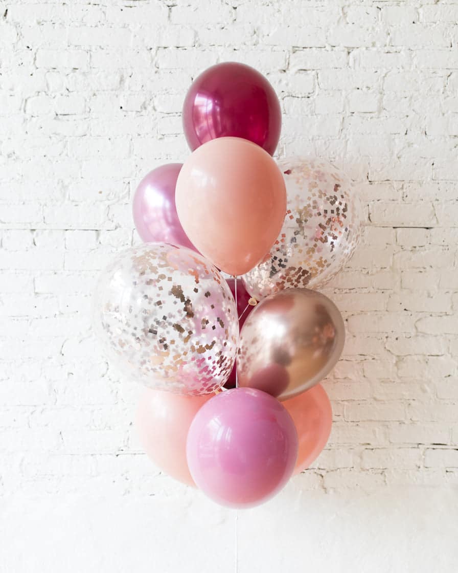 Berry Blush – Confetti and 11in Balloons – bouquet of 10 | Rental Berry Blush – Confetti and 11in Balloons – bouquet of 10 | Rental
