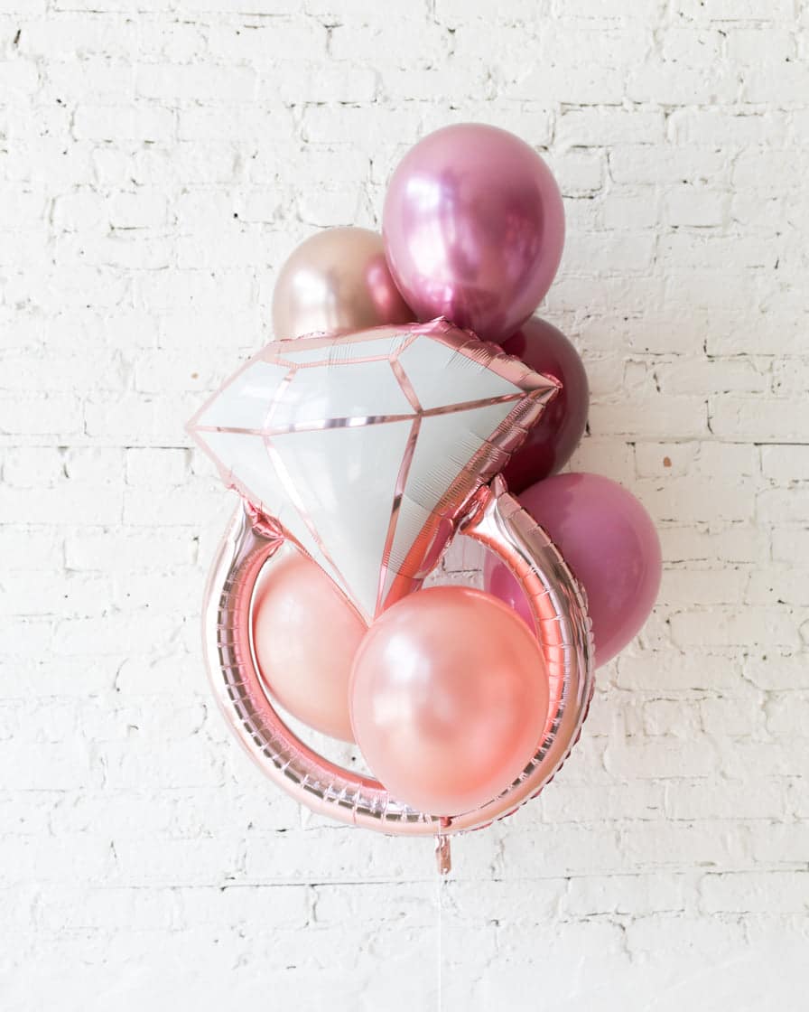 Berry Blush – Diamond Ring Foil and 11in Balloons – bouquet of 7 | Rental Berry Blush – Diamond Ring Foil and 11in Balloons – bouquet of 7 | Rental