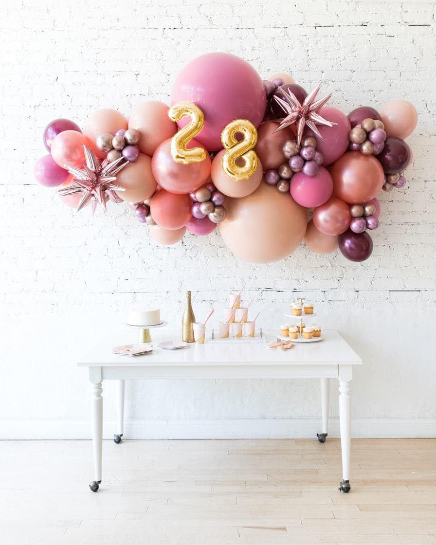 Berry Blush – Number Backdrop Balloon Garland Install Piece | Rental