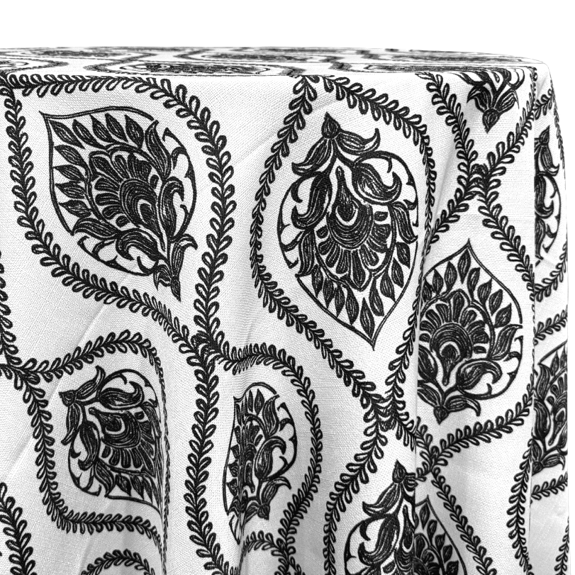 Mayfair (Slub Print) Table Linen in Black | Rental