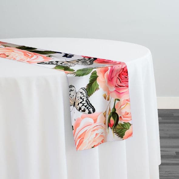 10pcs –  Blush Bouquet (Poly Print) Table Runner 14″x108″ | Rental