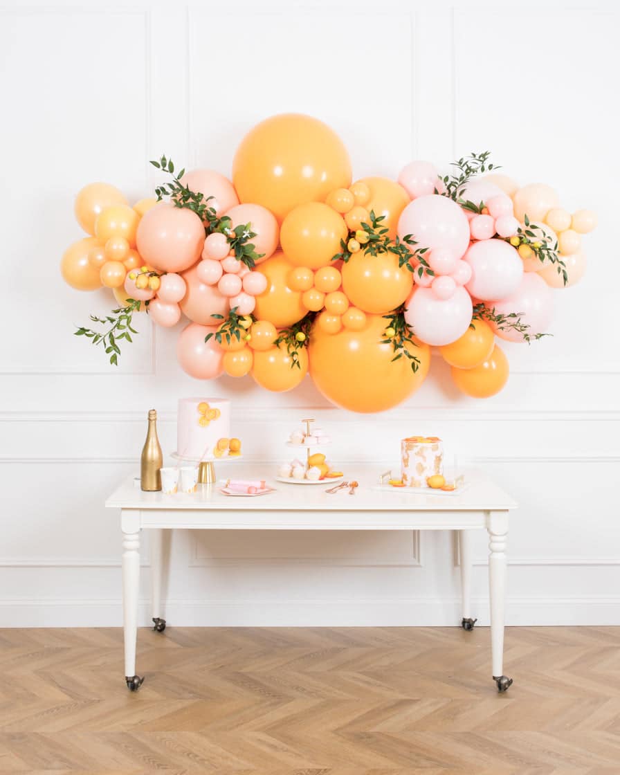 Citrus – Balloon Backdrop Install Piece with Greenery – 6ft | Rental