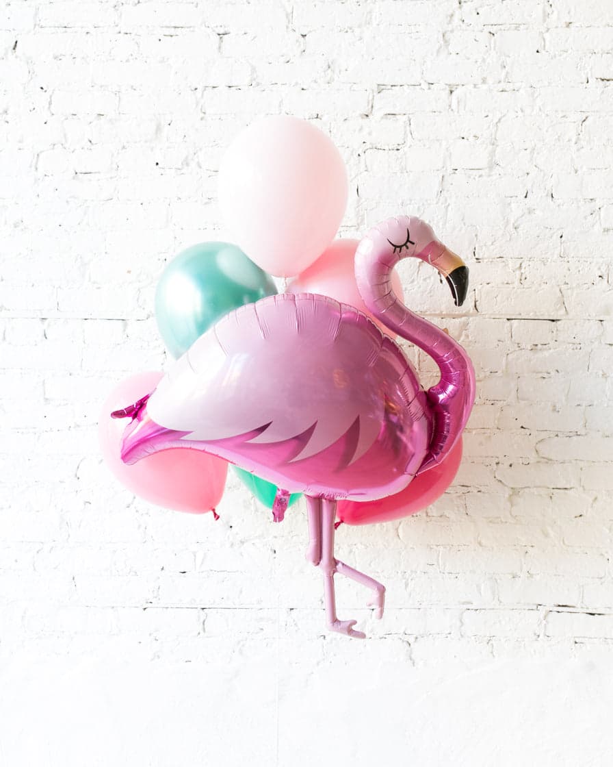 Flamingo Fling – Flamingo Foil and 11in Balloons – bouquet of 7 | Rental