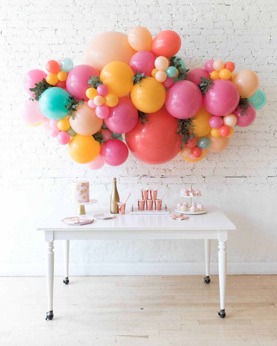 Colorful Bloom – Backdrop Balloon Garland Install Piece with Greenery – 6ft | Rental