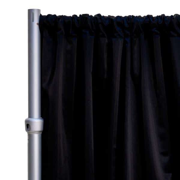 *FR* LUXE Satin Drape Panel by Eastern Mills (59″ Wide) w/ 4″ Sewn Rod Pocket – Black | Rental *FR* LUXE Satin Drape Panel by Eastern Mills (59″ Wide) w/ 4″ Sewn Rod Pocket – Black | Rental