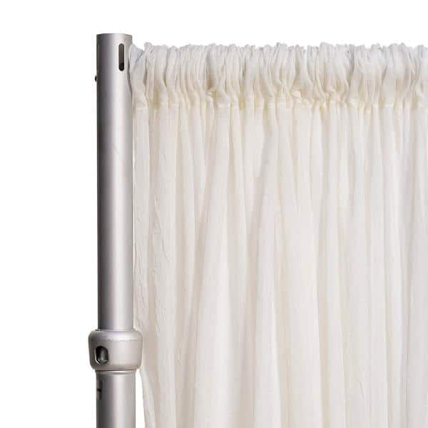 *FR* Crushed Sheer Voile Curtain Panel by Eastern Mills w/ 4″ Pockets – 10ft Wide – Ivory | Rental
