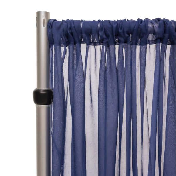 *FR* Crushed Sheer Voile Curtain Panel by Eastern Mills w/ 4″ Pockets – 10ft Wide – Navy Blue | Rental