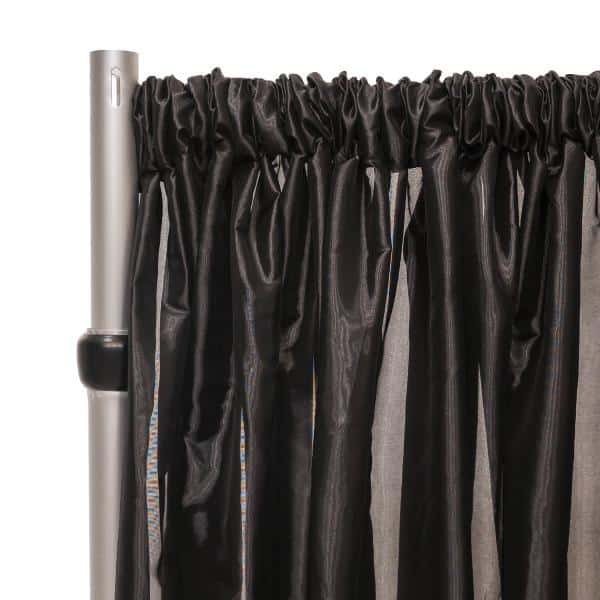 *FR* Taffeta Drape Panel by Eastern Mills 9 1/2 FT Wide w/ 4″ Sewn Rod Pocket – Black | Rental *FR* Taffeta Drape Panel by Eastern Mills 9 1/2 FT Wide w/ 4″ Sewn Rod Pocket – Black | Rental