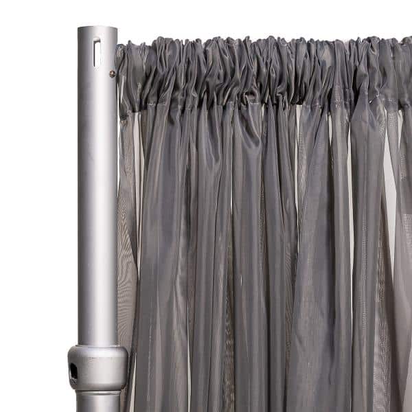 *FR* Crushed Sheer Voile Curtain Panel by Eastern Mills w/ 4″ Pockets – 10ft Wide – Dark Silver | Rental