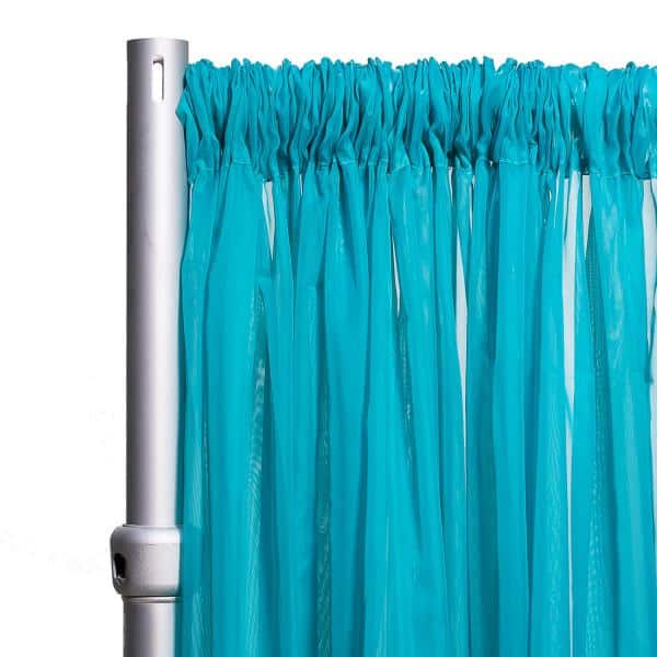 *FR* 10ft Wide Sheer Voile Curtain Panel by Eastern Mills w/ 4″ Pockets – Teal Blue | Rental
