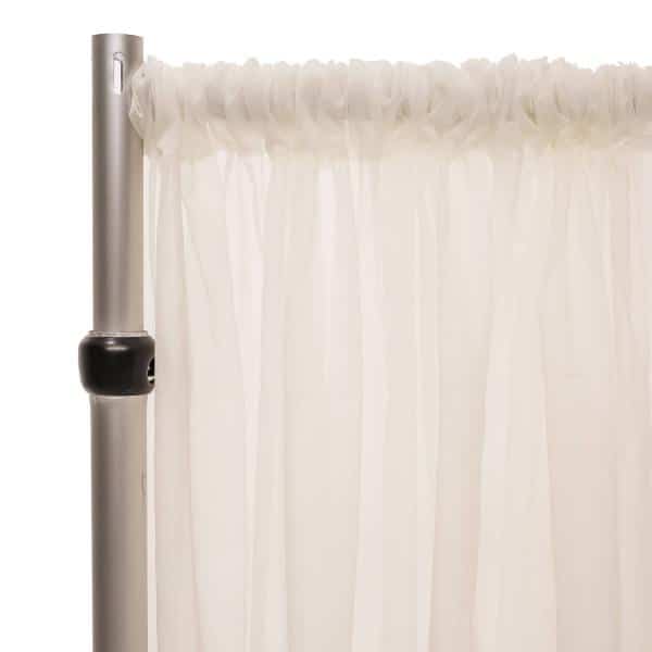 *FR* 10ft Wide Sheer Voile Curtain Panel by Eastern Mills w/ 4″ Pockets – Ivory | Rental