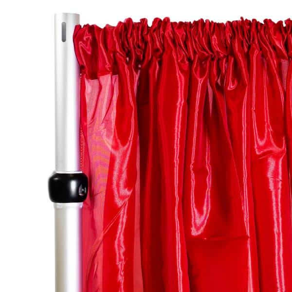 *FR* Taffeta Drape Panel by Eastern Mills 9 1/2 FT Wide w/ 4″ Sewn Rod Pocket – Red | Rental