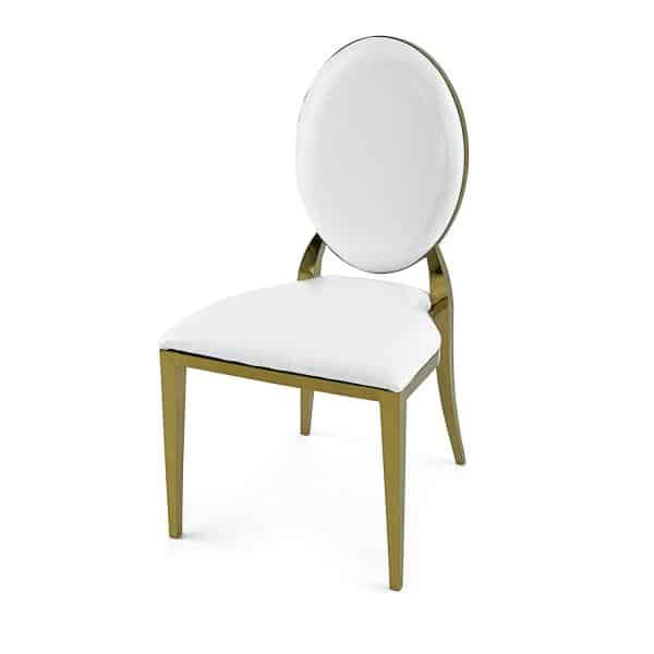 Stainless Steel Modern Padded Oval Back Alexa Dining Event Chair – Gold | Rental