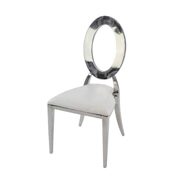 Stainless Steel Modern Oval Top Ava Dining Event Chair – Silver | Rental