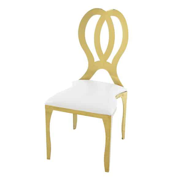 Stainless Steel Modern Double Loop Emma Dining Event Chair – Gold | Rental