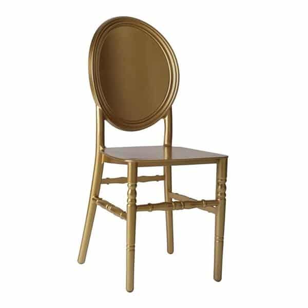 Oval Solid Back Resin Dining Event Chair – Gold | Rental