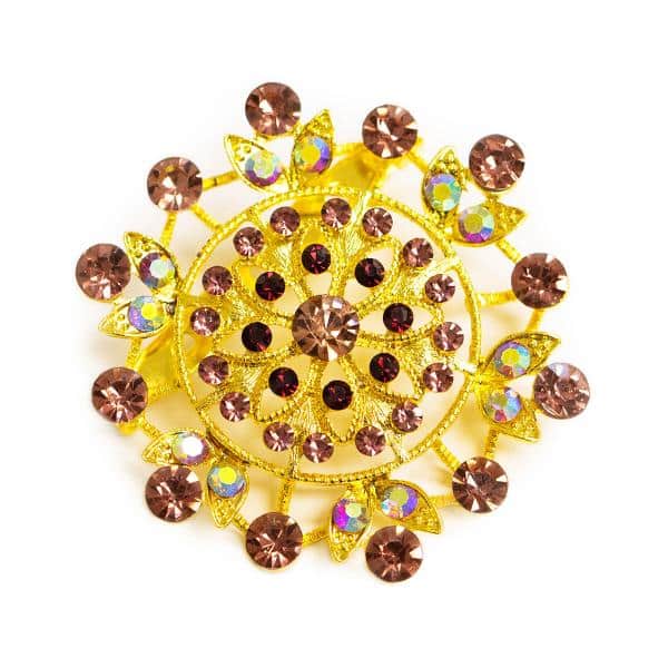 DecoStar™ Iridescent Diamond Encrusted Firework Brooch in Gold | Rental