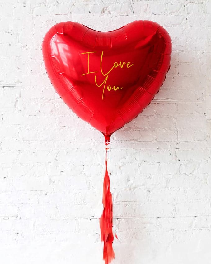 36in Universal “I love You” Heart Foil Balloon and Tassel | Rental