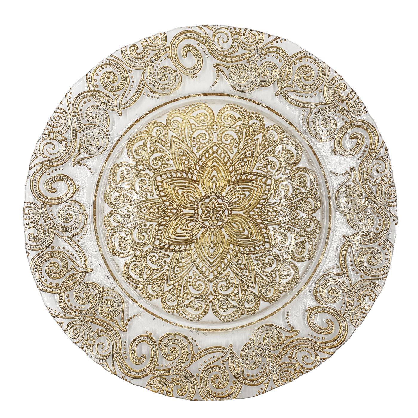 Henna – Glass Charger Plate in Gold (Item # 0294) | Rental Henna – Glass Charger Plate in Gold (Item # 0294) | Rental