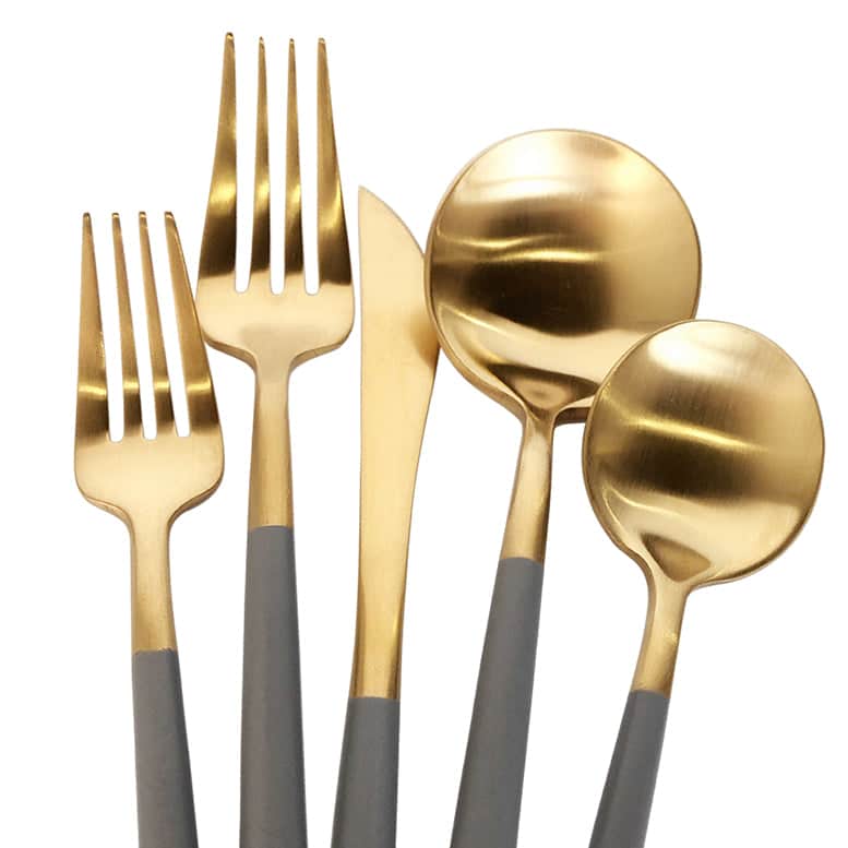 Luna Modero Flatware/Cutlery in Gold/Grey | Rental Luna Modero Flatware/Cutlery in Gold/Grey | Rental