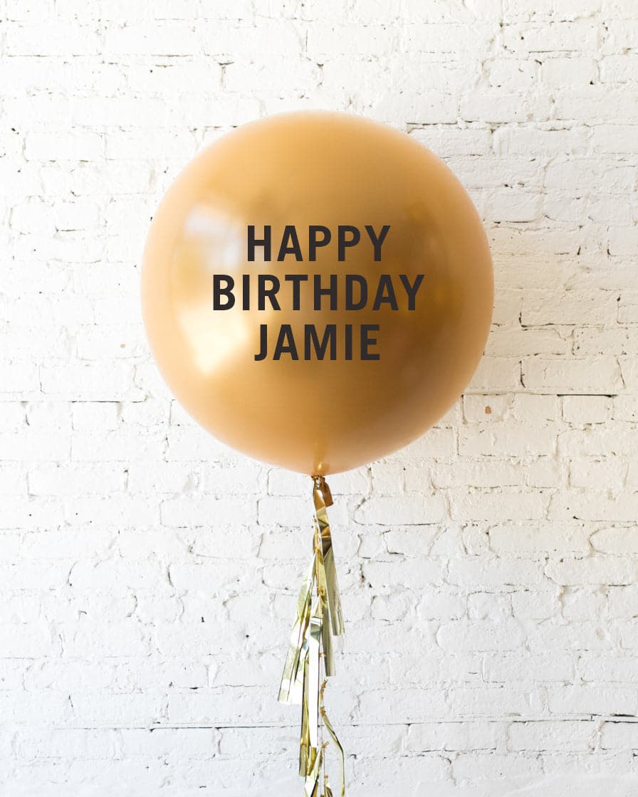 Golden – Personalized Happy Birthday Balloon with Tassel | Rental