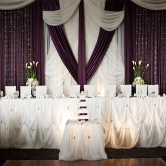 Cinderella “Stringed” Table Skirting Kit for 16ft Table (or two 8ft tables) | Rental