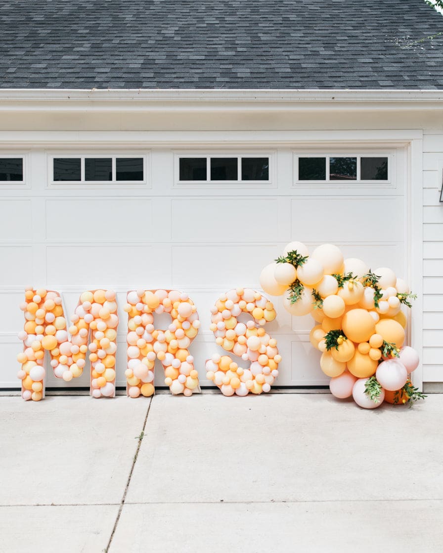 OUTDOOR – Bridal – MRS Mosaic Letters with Garland – 4ft | Purchase