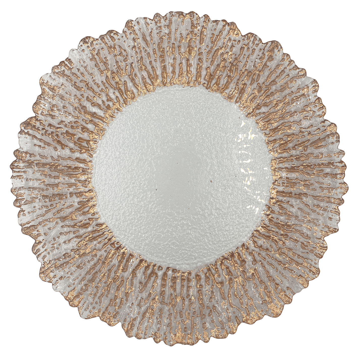 Floral – Glass Charger Plate in Rose Gold (Item # 0238) | Rental Floral – Glass Charger Plate in Rose Gold (Item # 0238) | Rental
