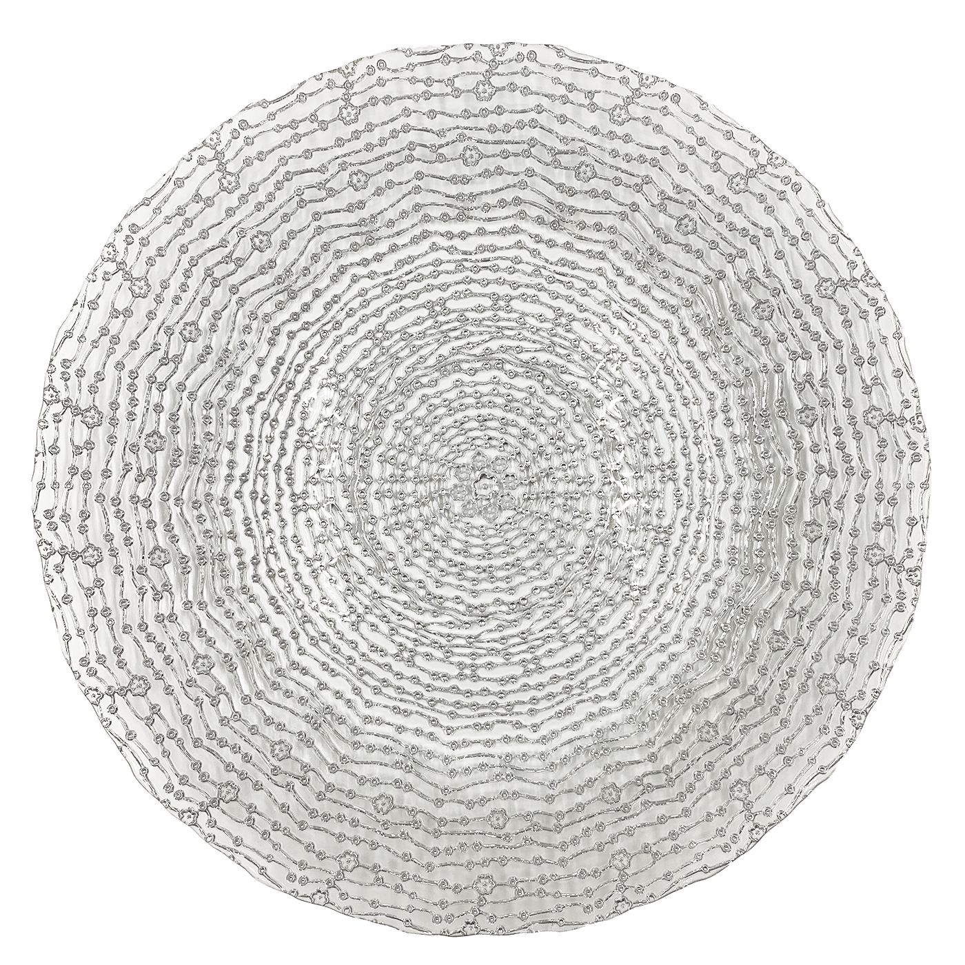 Webbed – Glass Charger Plate in Silver (Item # 0291) | Rental Webbed – Glass Charger Plate in Silver (Item # 0291) | Rental