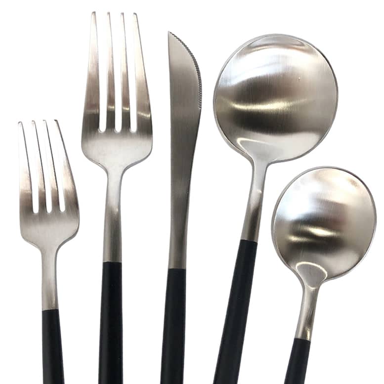 Luna Modero Flatware/Cutlery in Silver/Black | Rental Luna Modero Flatware/Cutlery in Silver/Black | Rental