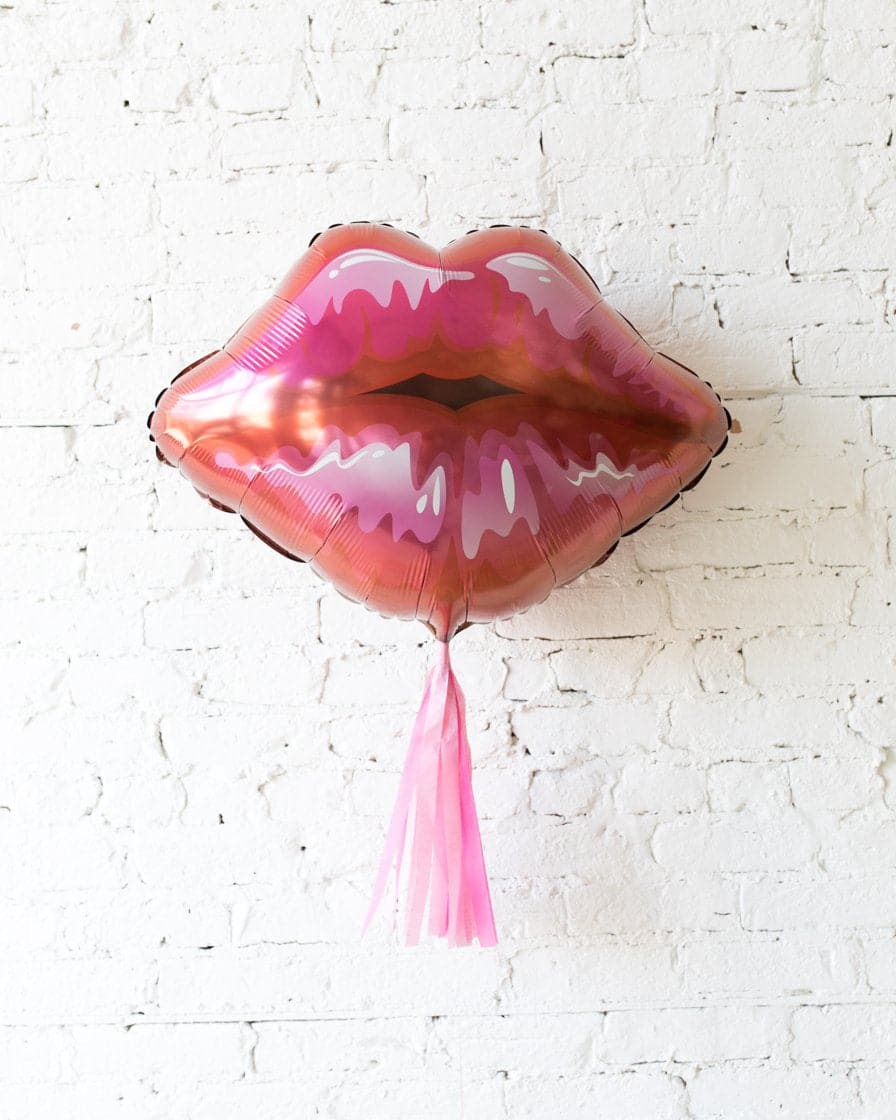 30in Red Lips Foil Balloon and Bubblegum Pink Skirt | Rental