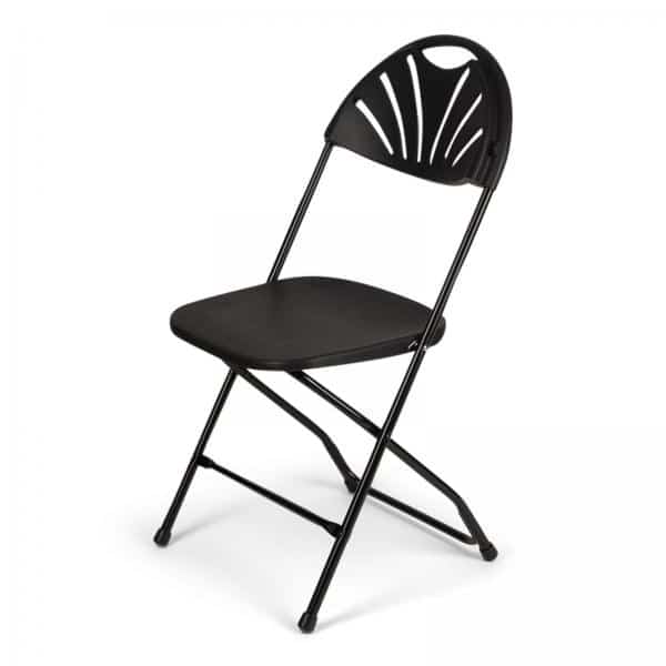 Feather XT™ Heavy Duty Plastic Folding Chair with Fan Back – Black 440 lb Capacity | Rental